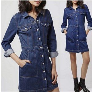 Button-down Topshop Denim Moto Dress